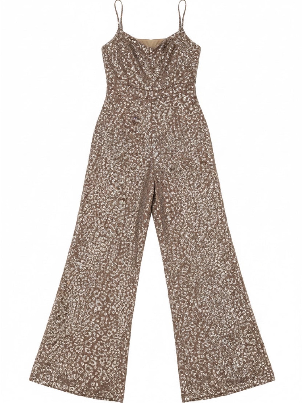 Derek Heart Taupe subtle leopard print Wide-Leg Jumpsuit 8-10 M